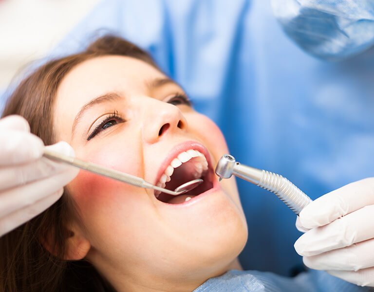 Dental exam at a dental clinic